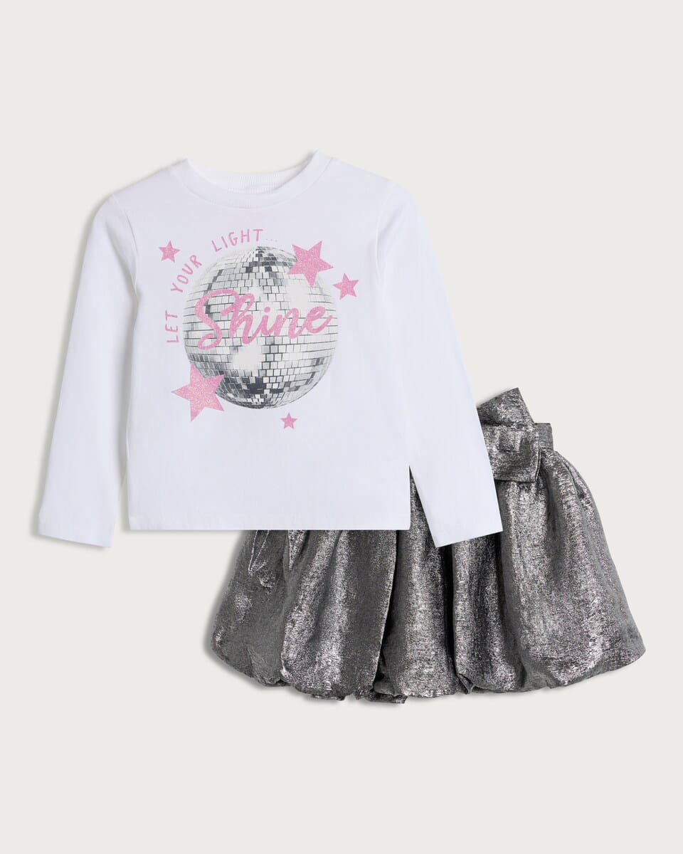 Shirt & Skirt Set White