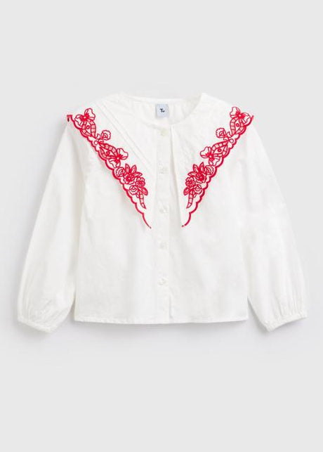 Red & White Embroided
