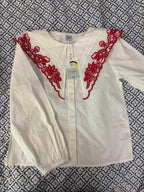 Red & White Embroided