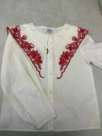 Red & White Embroided